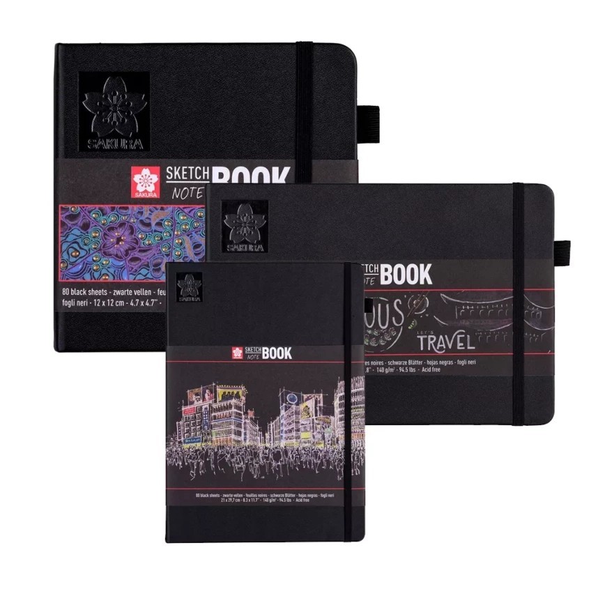Sakura Sketch Note Book | Hardback - Black Paper 