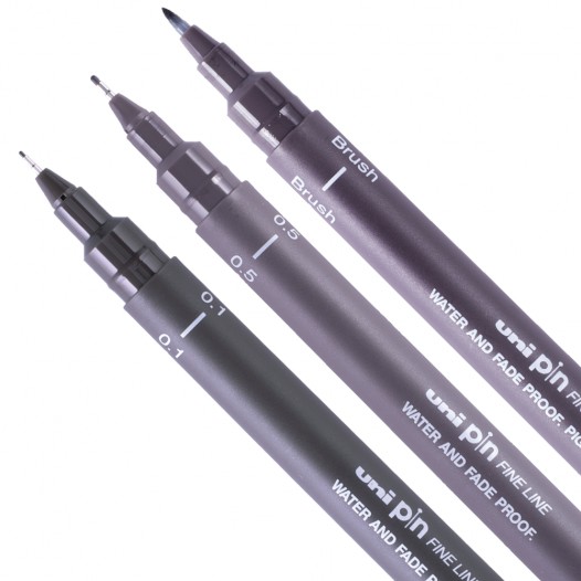 Uni Pin Fineliner Pens - Dark Grey