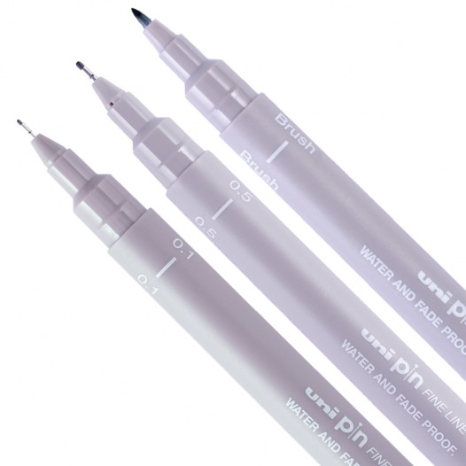 Uni Pin Fineliner Pens - Light Grey