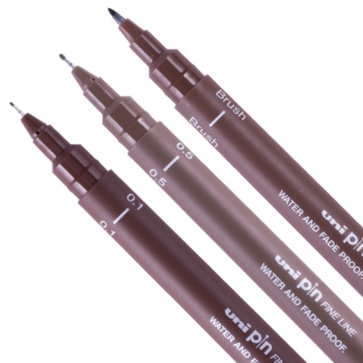 Uni Pin Fineliner Pens - Light Sepia