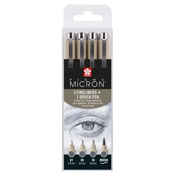 Sakura Pigma Micron Fineliner Set of 4 | Cool Grey