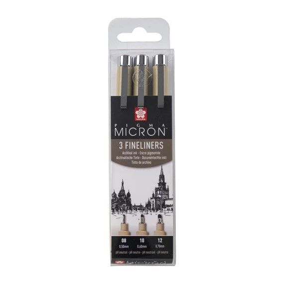 Sakura Pigma Micron Fineliner Set of 3 | Black (Broad)