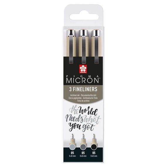 Sakura Pigma Micron 0.5 Fineliner Set of 3 | Black & Grey