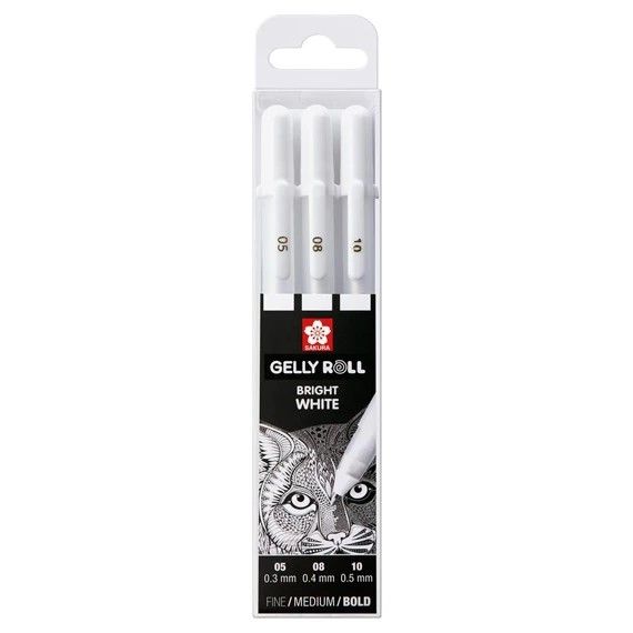 Sakura Gelly Roll Set of 3 | Bright Whites 0.5,0.8,10