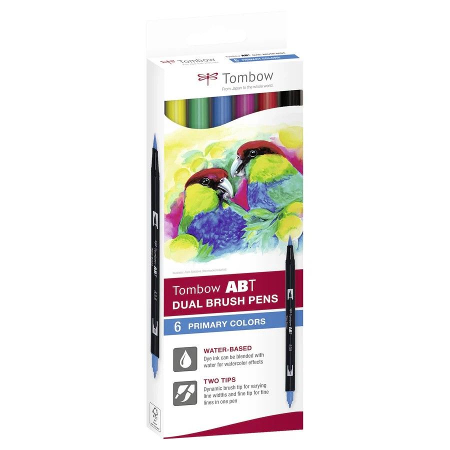 Tombow Dual Brush Pen Set 6pk Primary