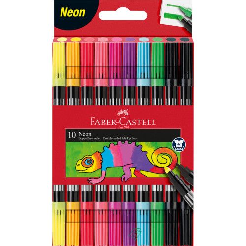 Faber Castell Double-ended Neon Felt Tip Pens - Set of 10 Faber Castell Double-ended Neon Felt Tip Pens - Set of 10