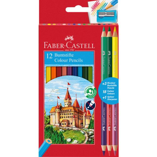 Faber Castell Coloured Pencils (Sharpener Included) Set of 12+3