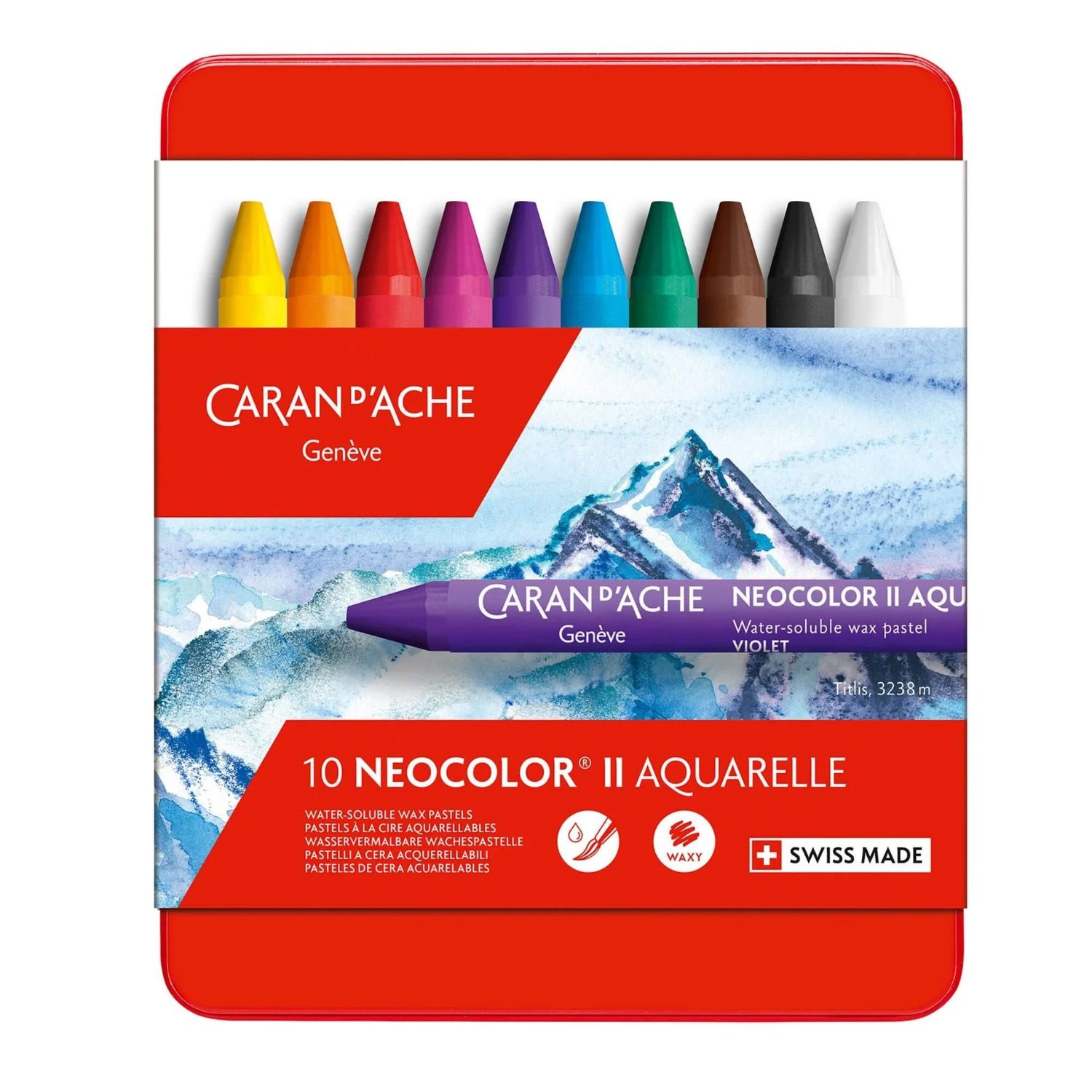 Caran dAche Neocolor II Water Soluble Wax Crayons Set of 10 Caran dAche Neocolor II Water Soluble Wax Crayons Set of 10