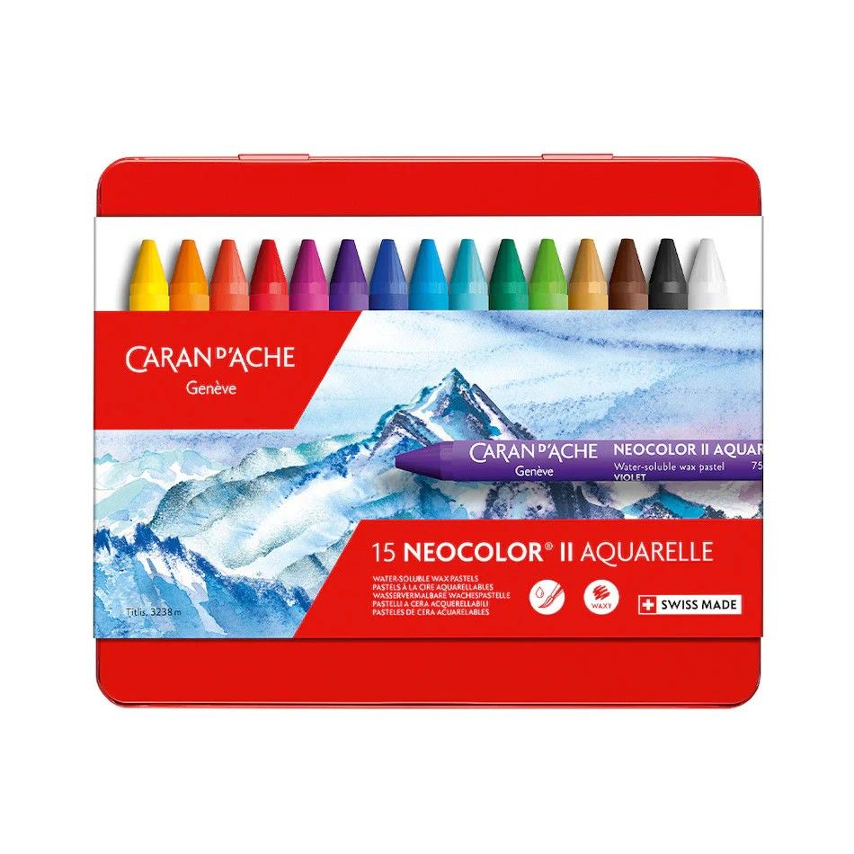 Caran dAche Neocolor II Water Soluble Wax Crayons Set of 15 Caran dAche Neocolor II Water Soluble Wax Crayons Set of 15