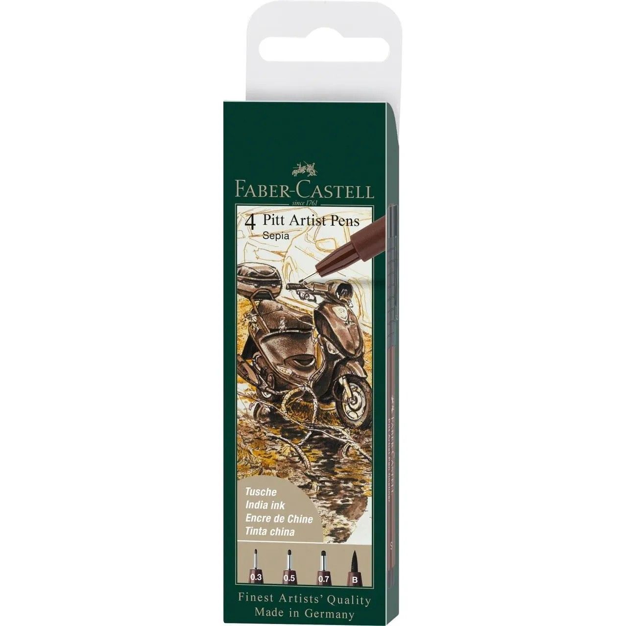 Faber Castell Pitt Artist Pens Wallet of 4 Sepia