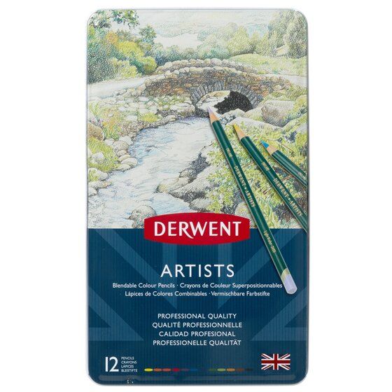Derwent Artists Coloured Pencils Tin Set of 12