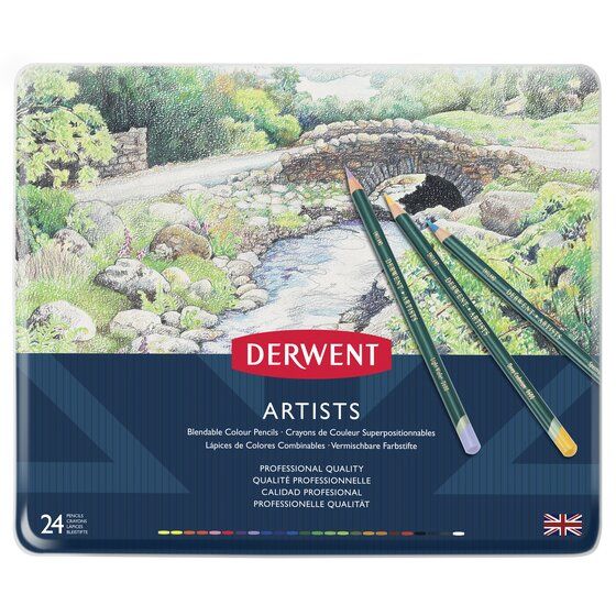 Derwent Artists Coloured Pencils Tin Set of 24
