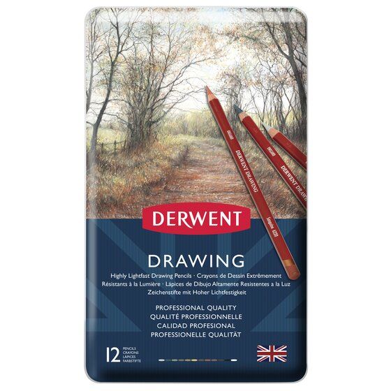 Derwent Drawing Pencils Tin Set of 12 Derwent Drawing Pencils Tin Set of 12
