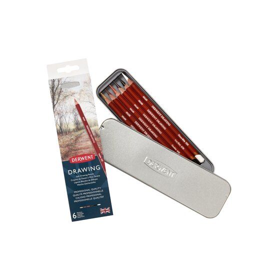 Derwent Drawing Pencils Tin Set of 6 Derwent Drawing Pencils Tin Set of 6