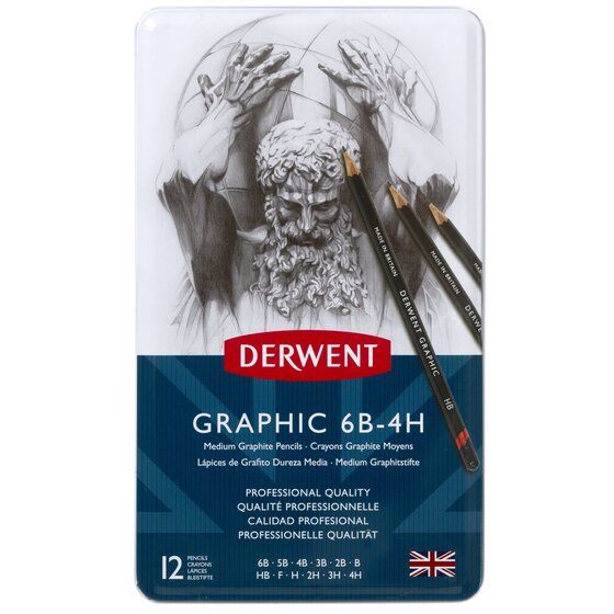 Derwent Graphic Pencils Tin Medium Set of 12