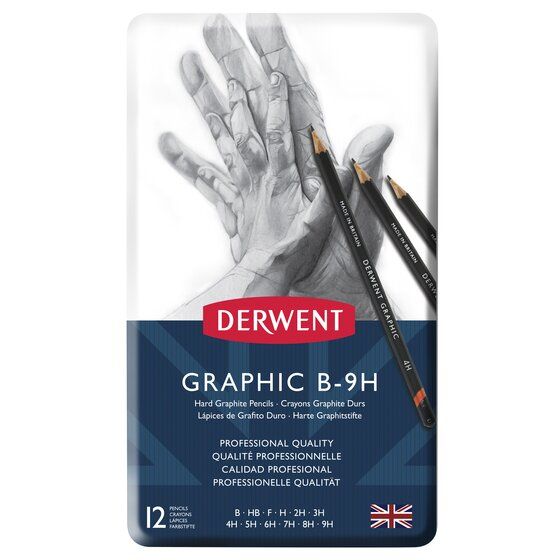 Derwent Graphic Pencils Tin Hard Set of 12 Derwent Graphic Pencils Tin Hard Set of 12