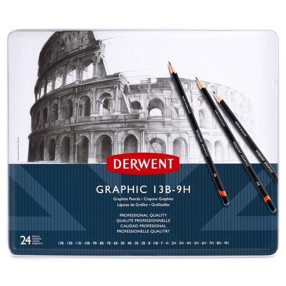 Derwent Graphic Pencils Tin Set of 24 Derwent Graphic Pencils Tin Set of 24