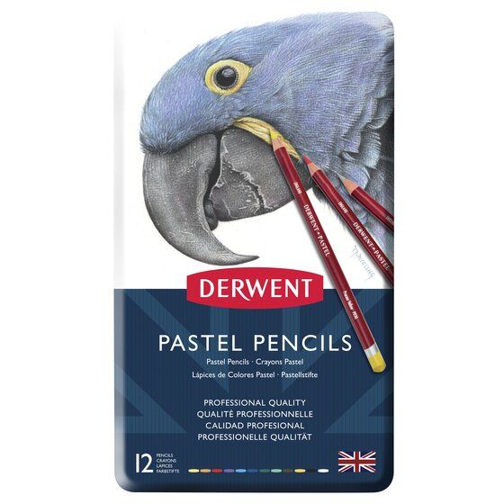 Derwent Pastel Pencils Tin Set of 12 Assorted