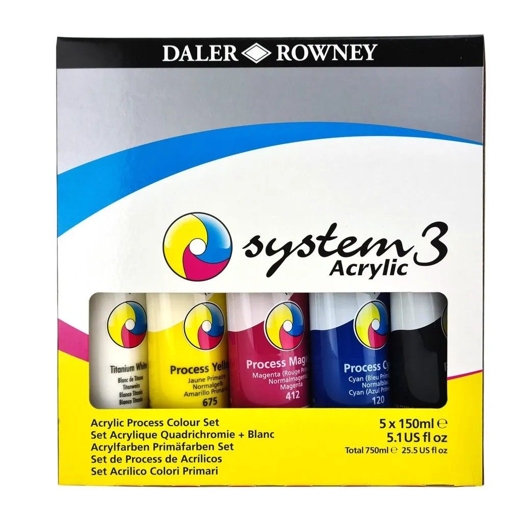 Daler Rowney System3 Acrylic Jumbo Process Set 5 x 150ml Daler Rowney System3 Acrylic Jumbo Process Set 5 x 150ml