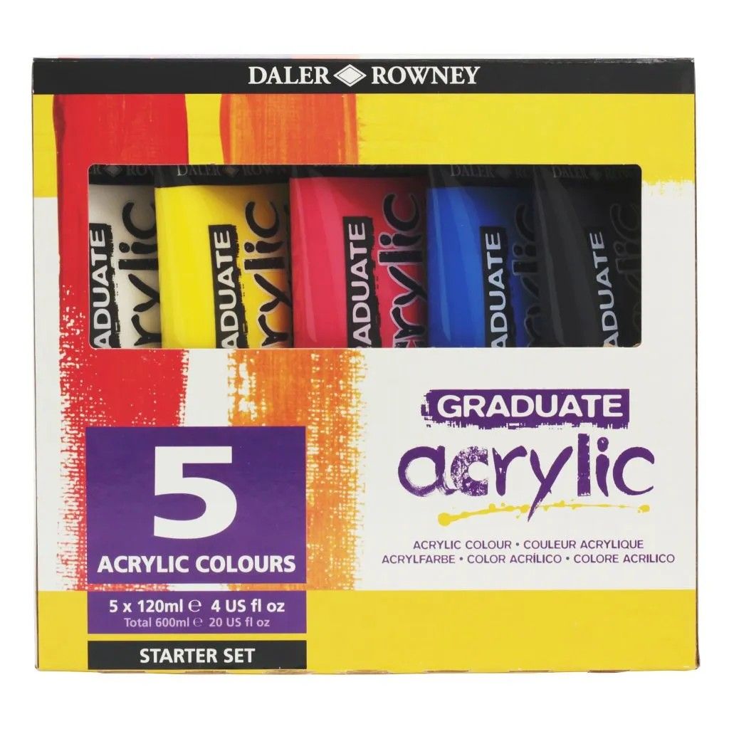 Daler Rowney Graduate Acrylic Starter Set 5 x 120ml Daler Rowney Graduate Acrylic Starter Set 5 x 120ml