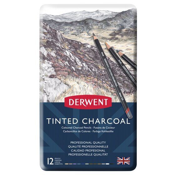 Derwent Tinted Charcoal Pencils Tin Set of 12