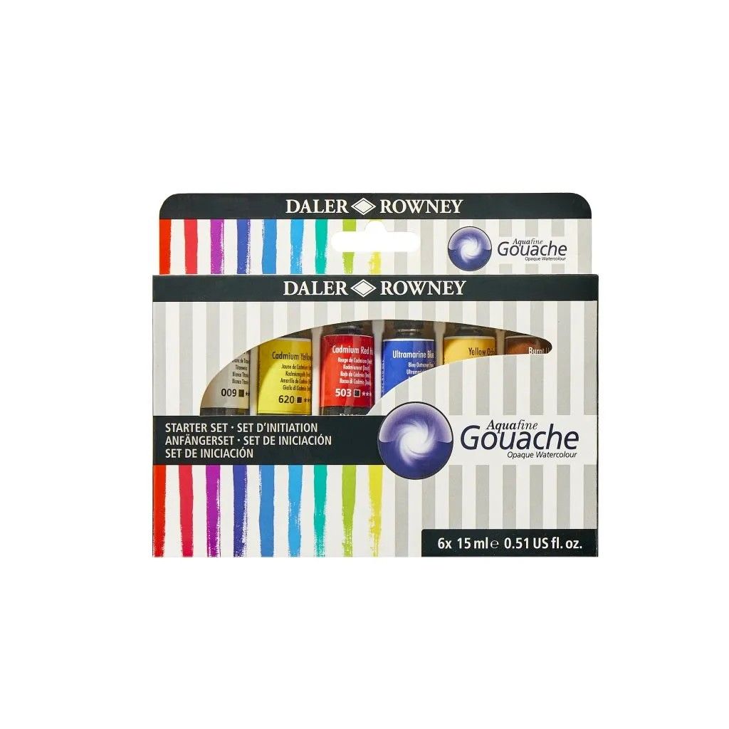 Daler Rowney Aquafine Gouache 6 x 15ml Tubes Daler Rowney Aquafine Gouache 6 x 15ml Tubes