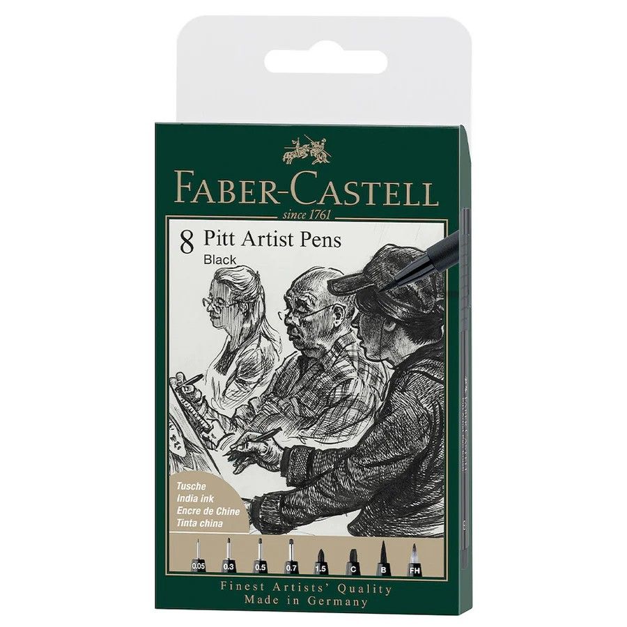 Faber Castell Pitt Artists Brush Pen Wallet of 8 Black