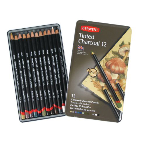 Derwent Tinted Charcoal Pencils Tin Set of 12