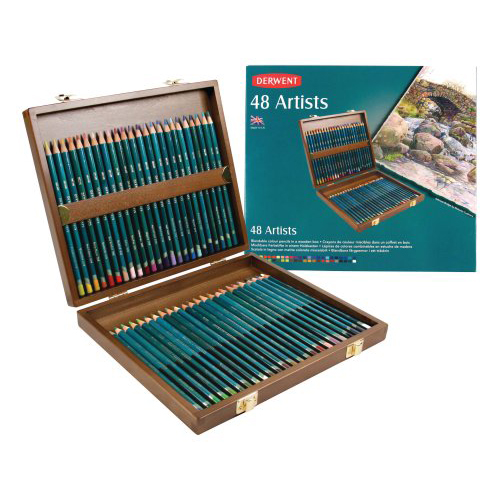 Derwent Artists Coloured Pencils Wooden Box of 48