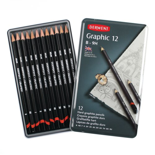 Derwent Graphic Pencils Tin Hard Set of 12