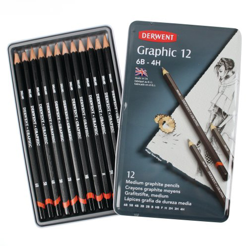 Derwent Graphic Pencils Tin Medium Set of 12