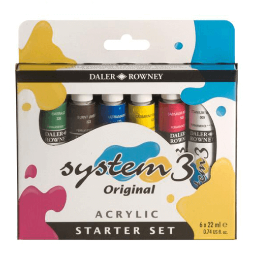 Daler Rowney System 3 Original Acrylic Paint Starter Set 6 x 22ml