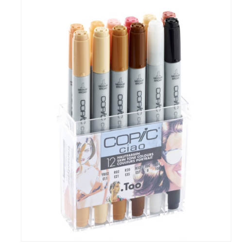 Copic Ciao Markers Set of 12 Skin Tone Colours