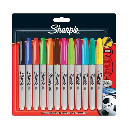 Sharpie Fine Point Permanent Marker Set of 12 Assorted Colours