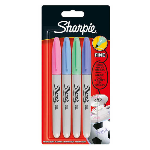Sharpie Fine Point Permanent Markers Set of 4 Pastel Colour Pens