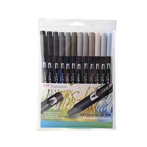 Tombow Dual Brush Pen Set 18pk Greys