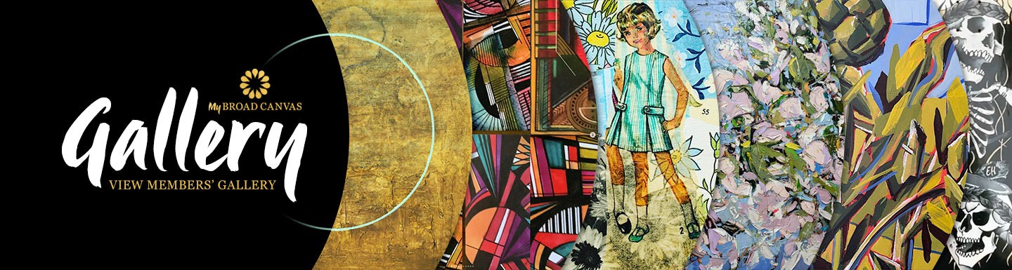 A banner featuring a collage of artworks from the Broad Canvas Gallery