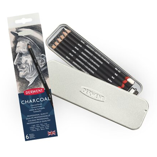 Derwent Charcoal Pencils Tin Set of 6