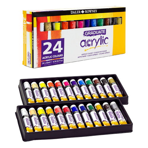Box of Daler Rowney Graduate Acrylic Set 24 x 22ml