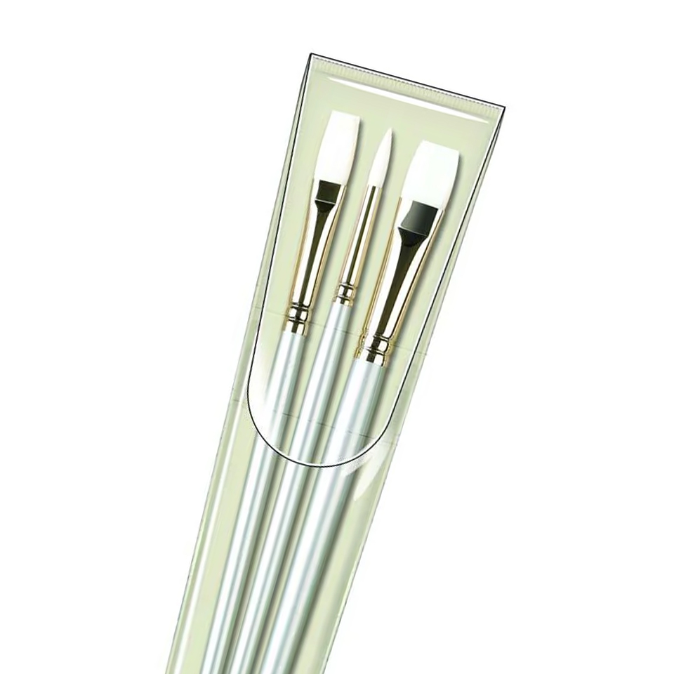 Close up of the three W6 brushes in their transpar