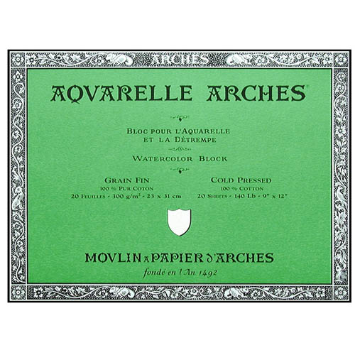 Closed, green pad of Arches Aquarelle Painting Pap