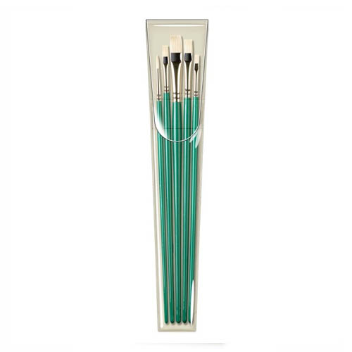 The green handled brushes of the Pro Arte W7A brus