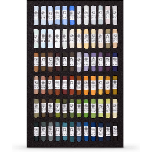 Open set of 72 pastels, shoing the range of natura