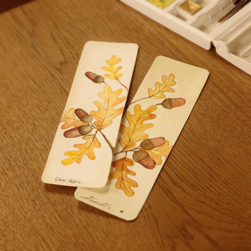 Dainty homemade bookmarks featuring watercolours o