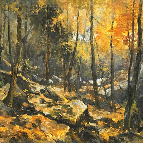 Painting entitled 'Felsenmeer'. A lovely autumnal 