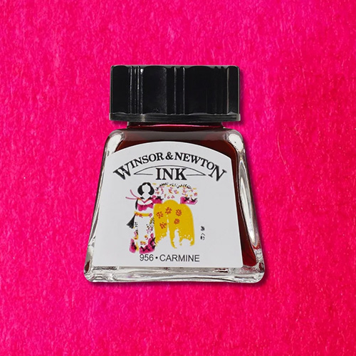 The small, iconic bottle of Winsor & Newton drawin