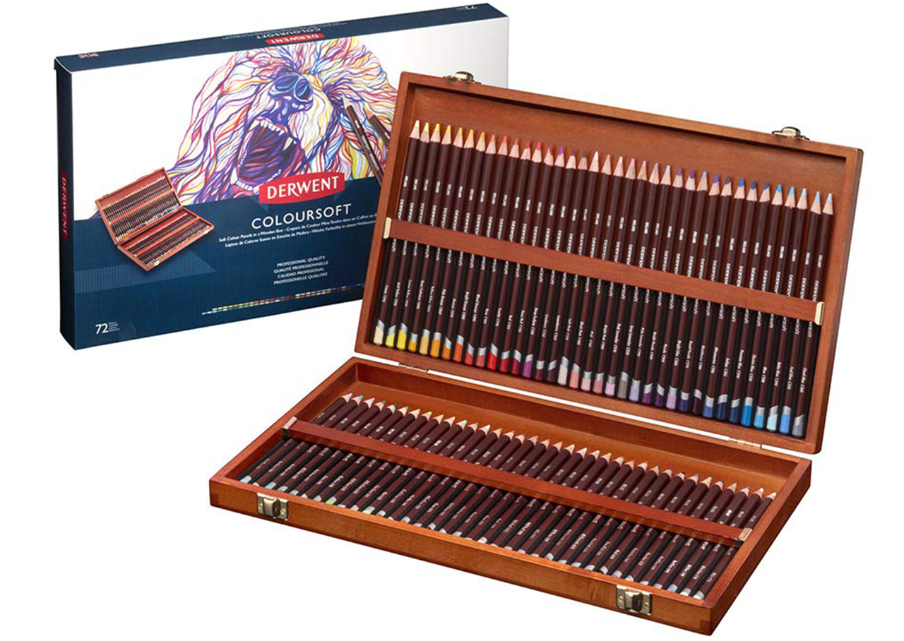 Derwent Coloursoft Pencils Wooden Box of 72