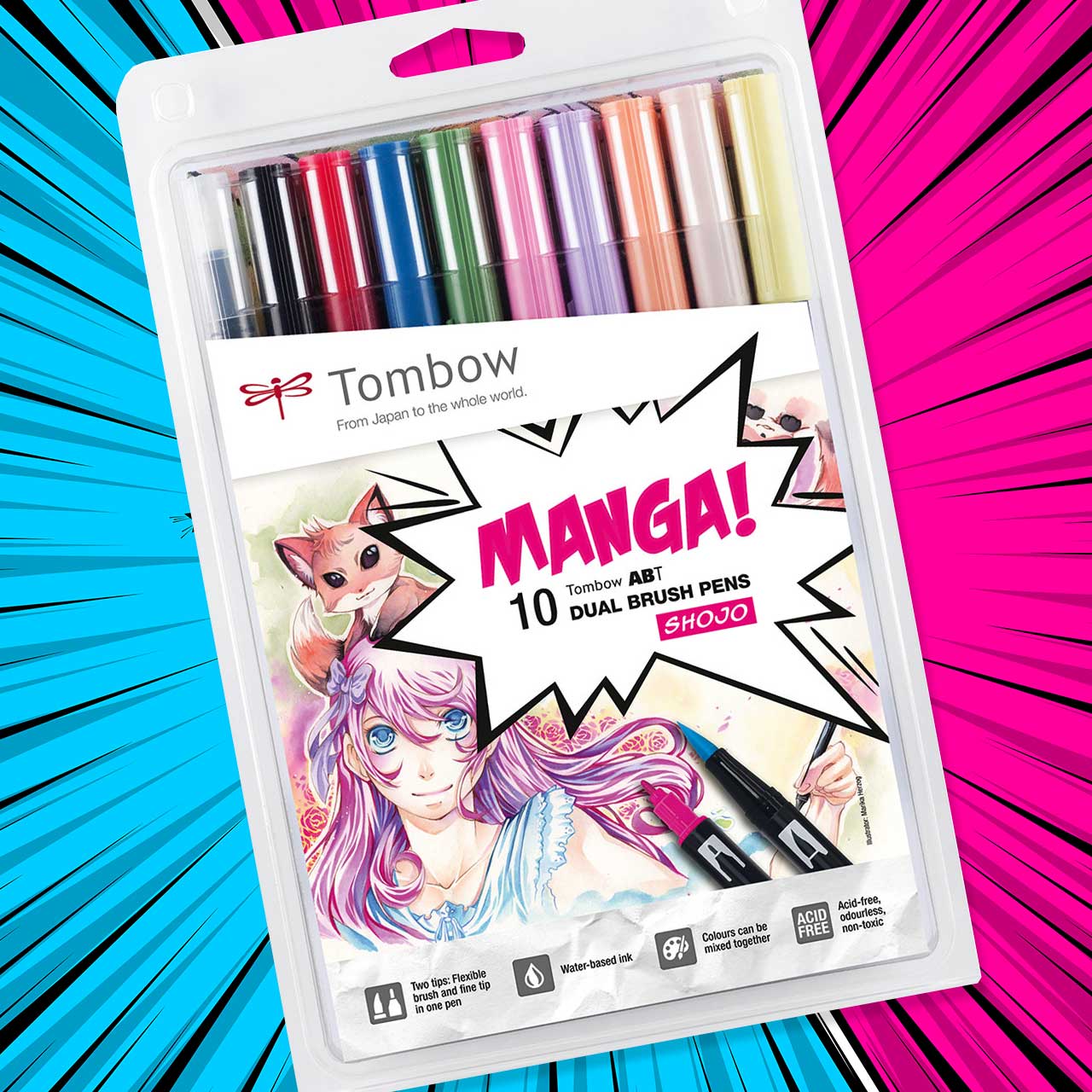 Tombow ABT Dual Brush Pens Manga Set of 10 Shojo
